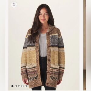 The Normal Brand Carmy Heritage Brown and Cream Cardigan Sweater Large